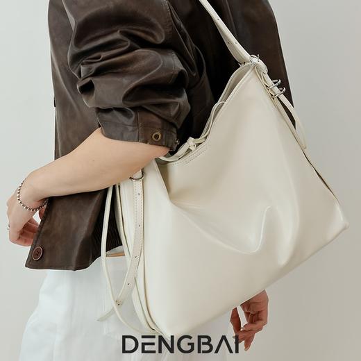 登白DENGBAI 亮面牛皮单肩包小众慵懒Hobo女包5222 商品图3