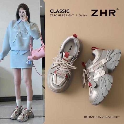 ZHR则则厚底老爹鞋女2026春季新款小个子增高紫色户外运动休闲鞋 商品图2