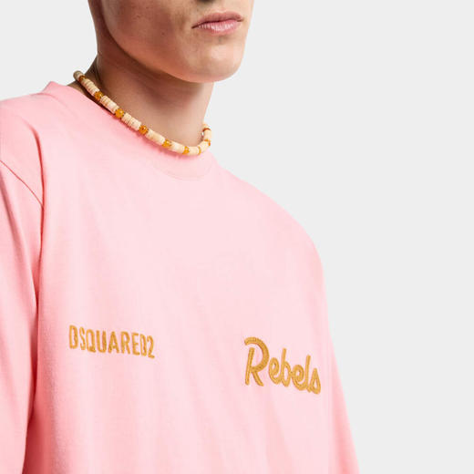 DSQUARED2 男士字母徽标刺绣棉质圆领短袖T恤 粉红色 S74GD1542 D20108 249 商品图4