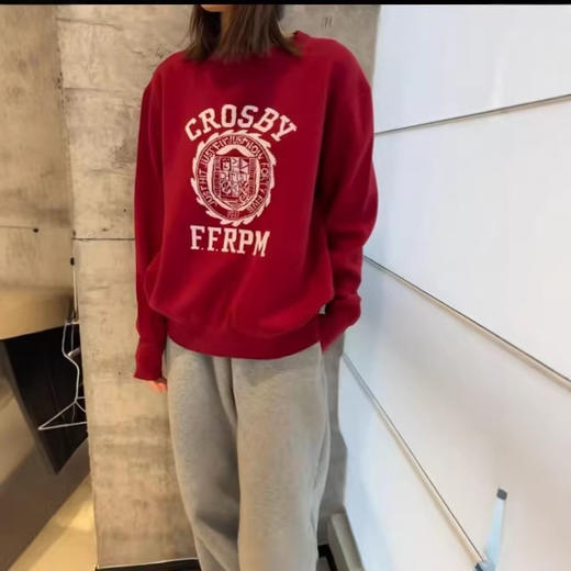 红色提花毛衣！26年冬季新年款套头字母印花针织卫衣女宽松显瘦！ 商品图0