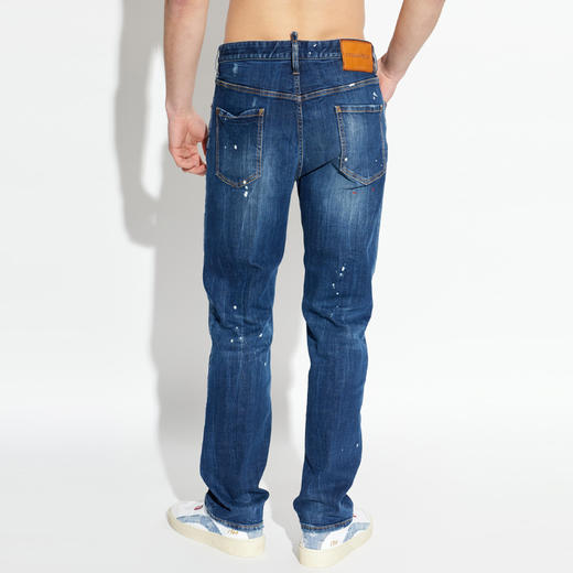 DSQUARED2 男士字母徽标贴片做旧“642”牛仔裤 蓝色 S74LB1898 S30664 470 商品图2