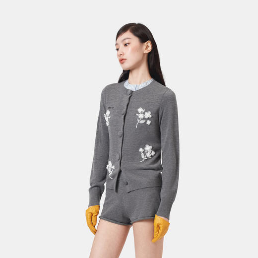 HERLIAN 2026年春季新品钉珠花女士圆领针织长袖开衫 商品图1