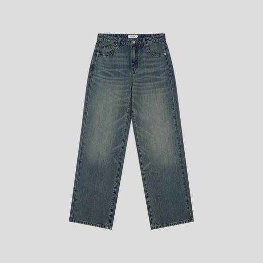 GOODBAI 新款刺绣水洗高腰宽松抽绳直筒牛仔裤长裤女 商品图3