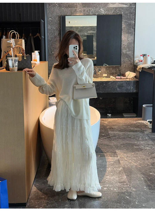 简约净色气质百褶长半裙-纪念日百货门店同款169445646 商品图9