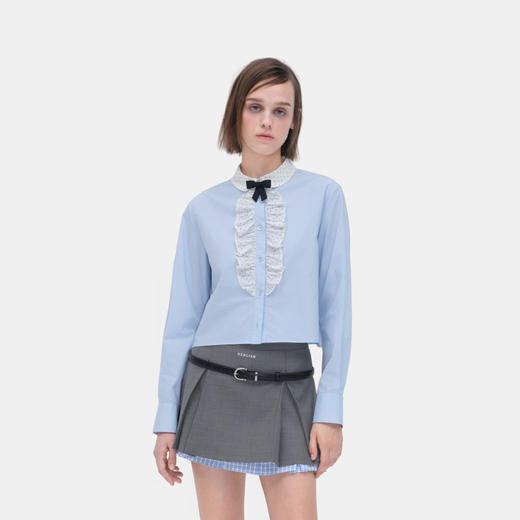 HERLIAN 2026年春季新品波点荷叶边娃娃领设计女士长袖衬衫 商品图2