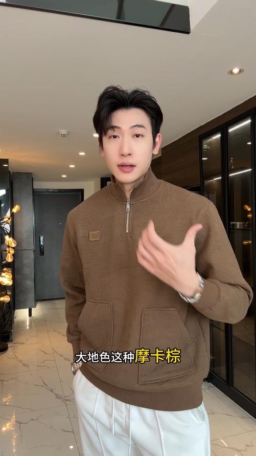 9552SDSA男士春夏新款痞帅男装韩版潮牌时尚肌理感半拉链立领卫衣百搭 商品图0