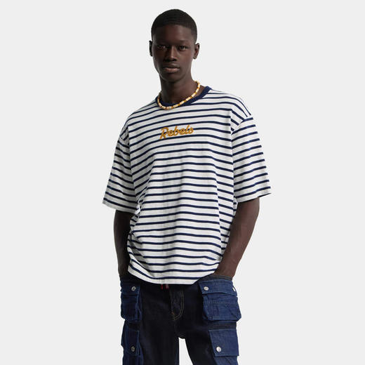 DSQUARED2 男士字母徽标印花棉质圆领短袖T恤 条纹 S74GD1533 D20107 001F 商品图2