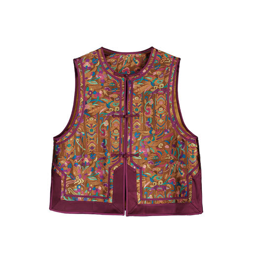 【咕咕同款】NANSONGSILK/NS新中式新款国风圆领提花盘扣新中式坎肩马甲M1D536106Y南宋 商品图7