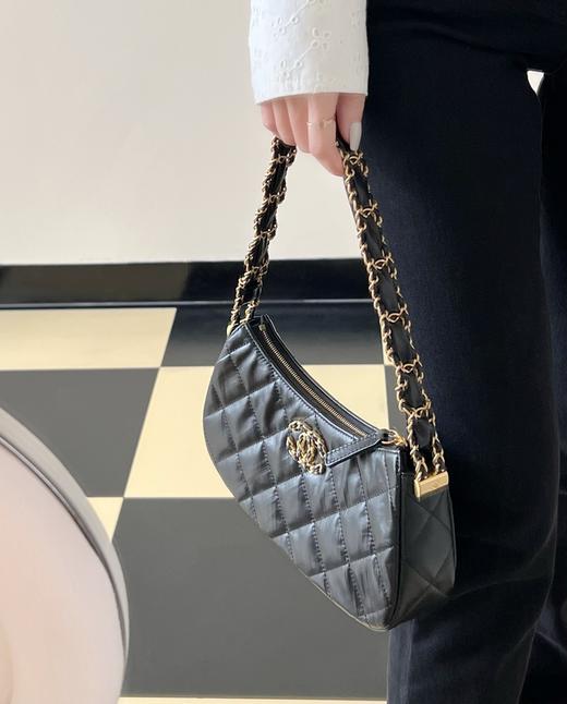 香奈儿 23K 19系列腋下包 菱格皮穿链 牛皮 腋下手提单肩包（LZ） 商品图4