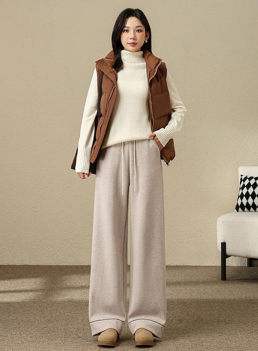 妈妈婆婆新年直筒加绒含一点羊毛蚕丝直筒裤 商品图4