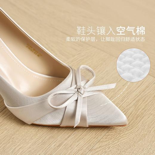 ZHR尖头绸缎帮面蝴蝶结8.5cm增高细跟鞋2026春新款通勤百搭高跟鞋 商品图4