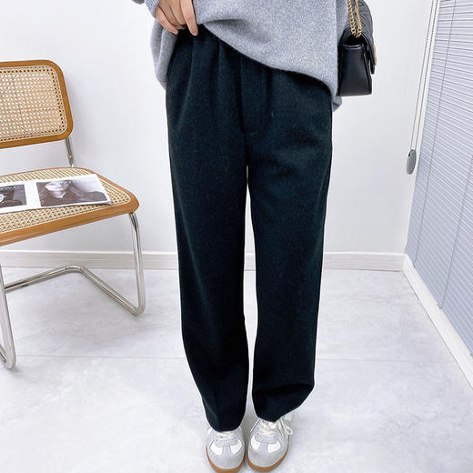 羊毛法兰绒长裤！2026两色松紧腰秋冬女式厚款羊毛法兰绒毛呢休闲裤子西裤！ 商品图1