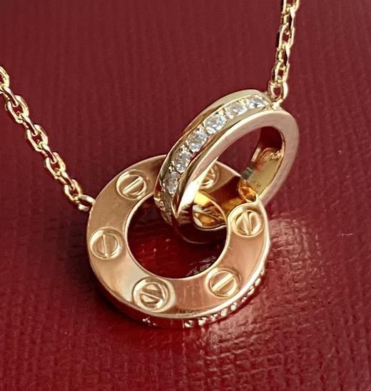 独家对版CNC数控精雕 精工高定 卡地亚Cartier love双环项链 环环相扣、寓意爱情永不分离！随意搭配、超级百搭！ 商品图8