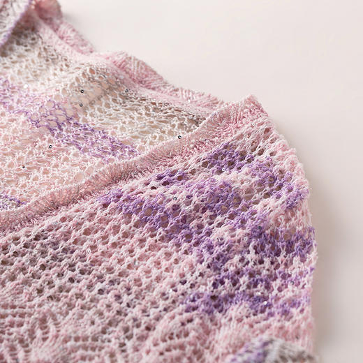 【林栖设计小店】春色写意|镂空肌理珠片优雅百搭多色2026春新款毛织外套T1961383 商品图1