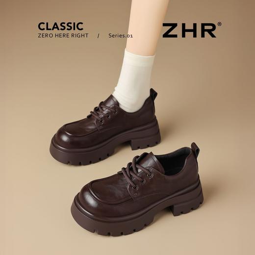 ZHR则则厚底增高小皮鞋2026新款系带乐福鞋英伦百搭单鞋软底女鞋 商品图9