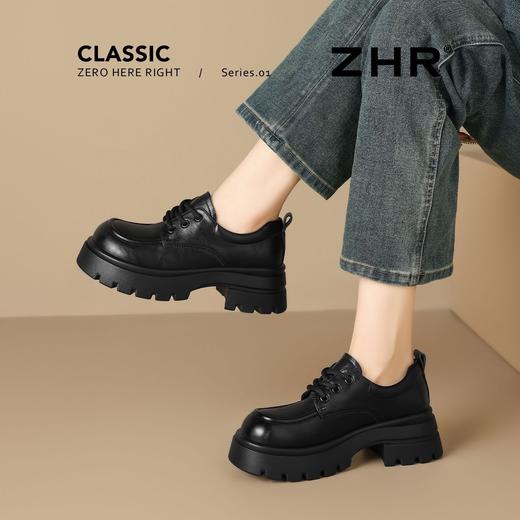 ZHR则则厚底增高小皮鞋2026新款系带乐福鞋英伦百搭单鞋软底女鞋 商品图2