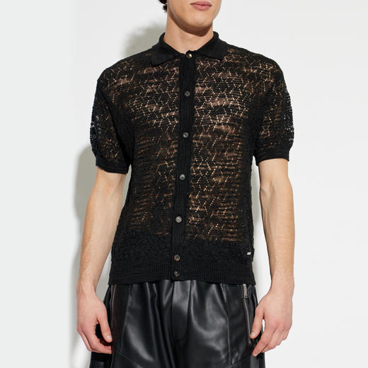 DSQUARED2 男士混纺亚麻短袖衬衫 黑色 S74HA1631 D13204 900 商品图1