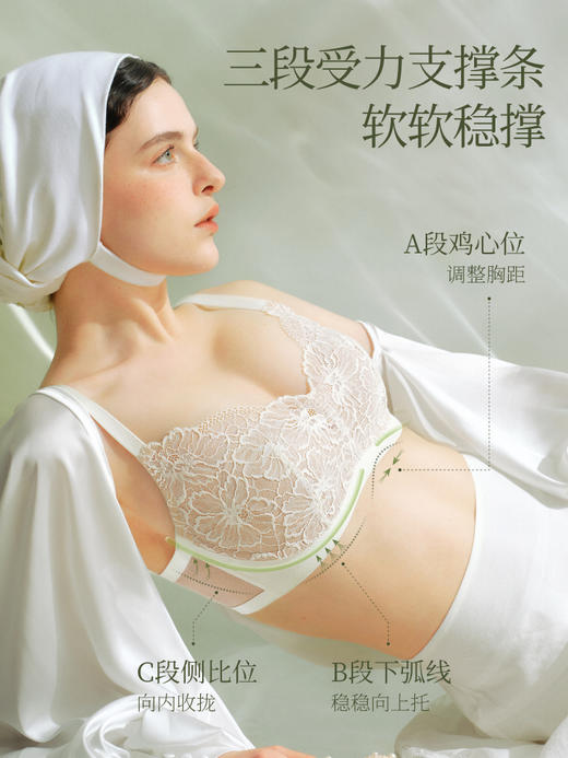 【E】【小蔷薇侧收款】素肌良品大胸显小内衣女蕾丝收副乳防下垂文胸 大胸款MX351 商品图1