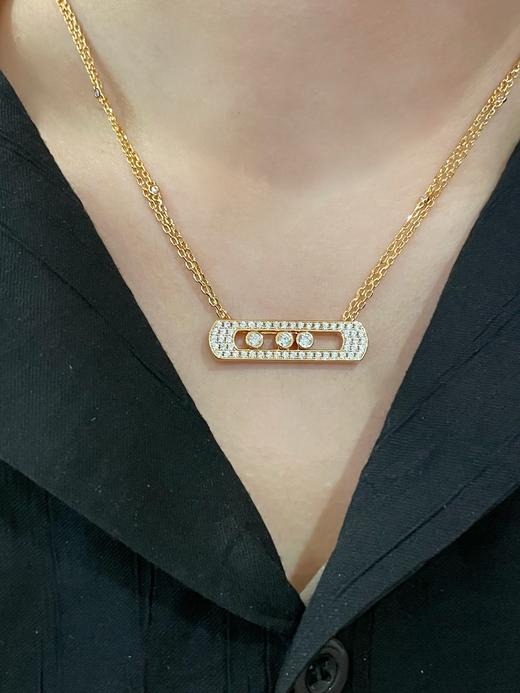 梅西卡 宽版双链2.8满钻项链，经典的move系列（XTY） 商品图0