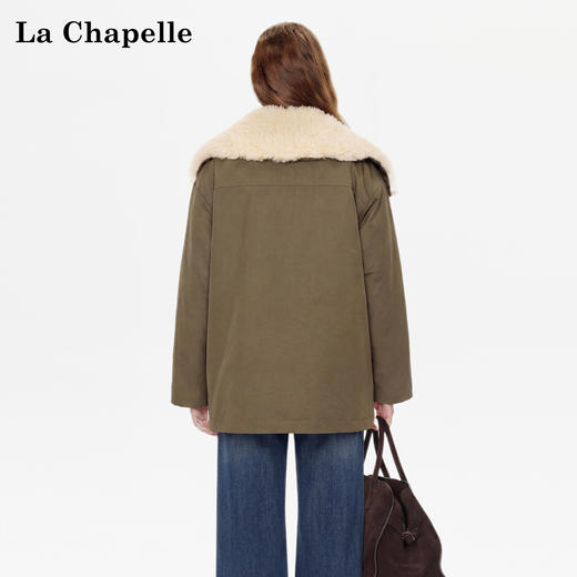 天猫同步【赵露思同款】拉夏贝尔/La Chapelle轻奢派克服~大翻领+内里羊羔毛工装保暖外套 商品图4