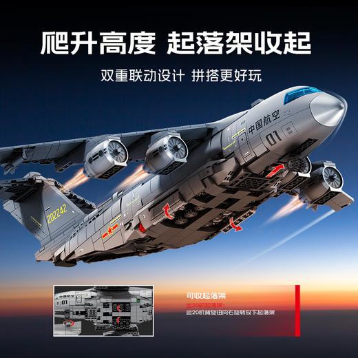 【新品】森宝积木运20大型运输机正版国产军事飞机积木拼装玩具 商品图2