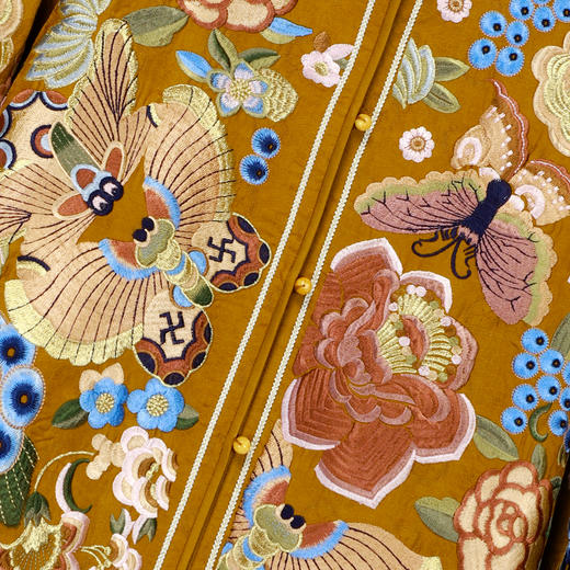 【咕咕同款】NANSONGSILK/NS新中式【绣蝶繁花】新款百万针非遗苗绣香云纱上衣重工外套M1D536084Y南宋 商品图10