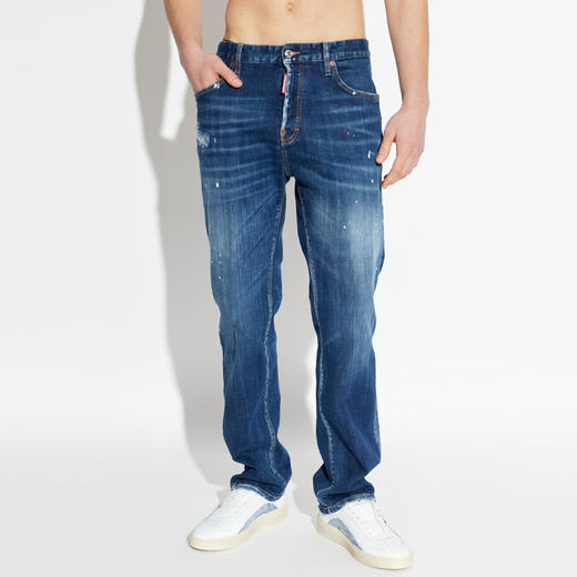 DSQUARED2 男士字母徽标贴片做旧“642”牛仔裤 蓝色 S74LB1898 S30664 470 商品图1