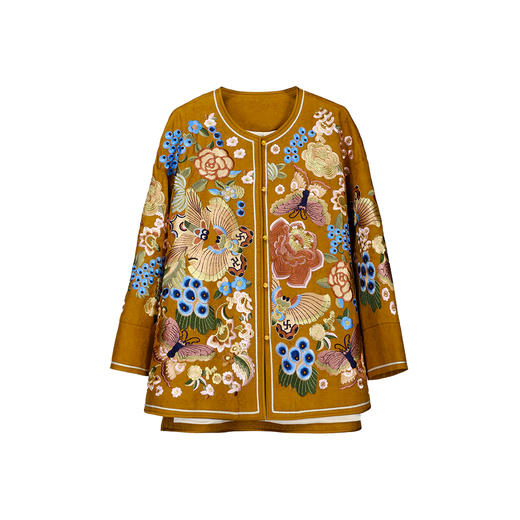 【咕咕同款】NANSONGSILK/NS新中式【绣蝶繁花】新款百万针非遗苗绣香云纱上衣重工外套M1D536084Y南宋 商品图8