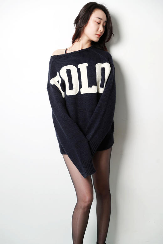 东都限定，怎么会这么温柔。胸口小标+背后大印花粗线毛衣E012988 商品图9