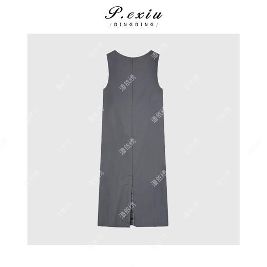 04-3潘依绣丁丁宠粉极简风高级长款U领无袖连衣裙Q8421 商品图1