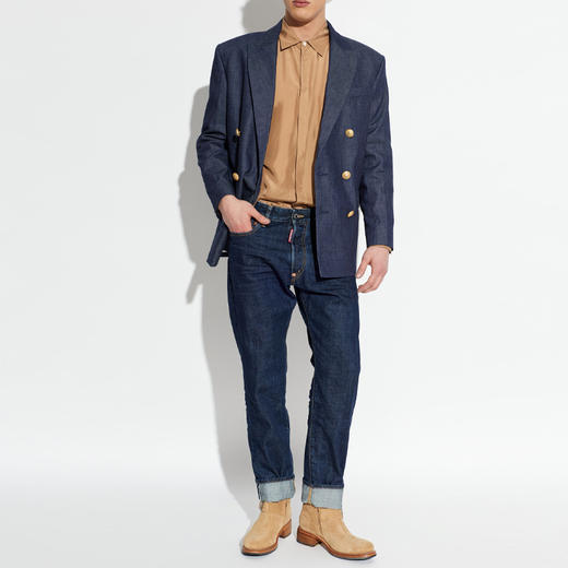 DSQUARED2 男士字母徽标贴片修身牛仔裤 藏青色 S74LB1817 S30833 470 商品图4