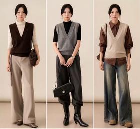 「任选2件立减20元 拉夫风减龄马甲系列！精选澳洲美丽诺羊毛 AVANN 羊毛马甲扭花马甲深V背心