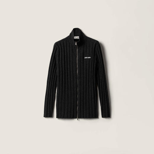 MIU-S 黑灰色双拉链开衫 商品图0