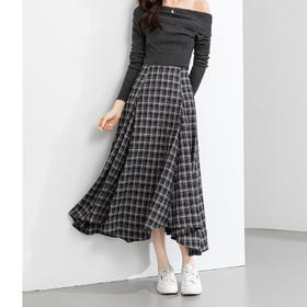 「高货xg」全新升级【铂金会员211/天猫279/差价68】(01739)洛诗琳不规则剪裁格子半身裙2026春季新款高腰显瘦A字大摆裙