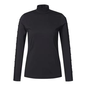 St家春季新款女士珍珠边立领长袖外穿打底衫，一款简约又满满高级感的基础款单品，搭配神器，柔滑亲肤高弹不紧绷，是真的很舒服，低调也不缺设计感，袖子珍珠织带边点缀，配上背心外套或单穿都能穿出时髦精致感！