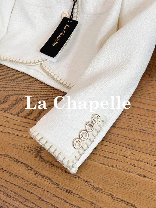 拉夏贝尔/La Chapelle轻奢！绵羊毛混纺气质圆领撞色小香风外套 商品图8