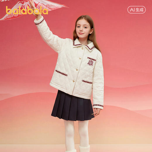 巴拉巴拉童装儿童外套女童棉服春装上衣翻领小香风洋气绣花时尚 商品图2