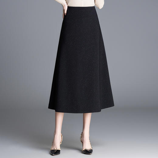 「自」全新升级【铂金会员128/天猫169/差价41】(24257)洛诗琳百搭时尚细闪半身裙2026春季中长裙高腰大摆A字裙 商品图0