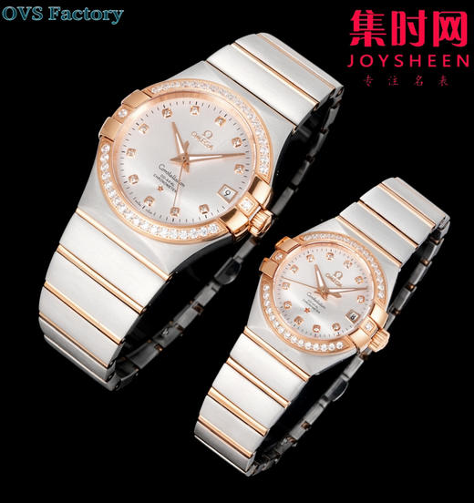 经典传承，卓越新生——欧米茄OVS星座情侣系列 情侣机械腕表 对版摆轮带砝码螺丝 双T黑摆轮 表盘尺寸：男款38mm 女款27mm 商品图2