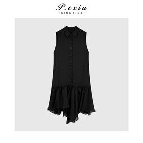 04-3潘依绣丁丁宠粉高级感拼接Polo领无袖连衣裙 Q15027