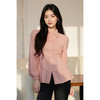 米思阳 时尚韩系单排扣宽松减龄A摆衬衫通勤上衣女4330 商品缩略图1