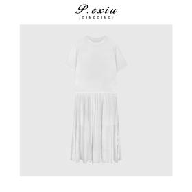 04-3潘依绣丁丁宠粉韩版简约圆领短袖连衣裙Q47881