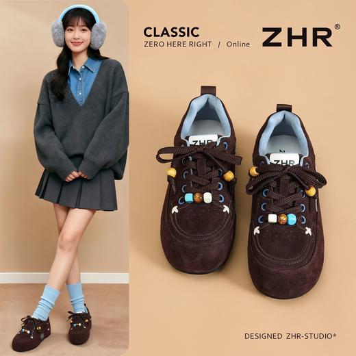 ZHR红色内增高阿甘鞋女鞋2026春季新款平底运动休闲鞋百搭德训鞋 商品图1