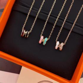 爱马仕 双拼色 珐琅项链 mini （XTY）