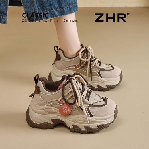 ZHR【增高7.5CM】厚底老爹鞋女2026春季复古内增高透气运动休闲鞋 商品图1