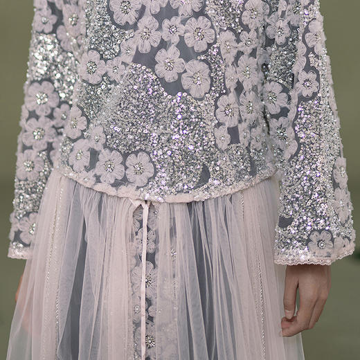 【林栖设计小店】法式刺绣|花朵珠片拼网纱国风2026早春新款衬衣1961028 商品图3