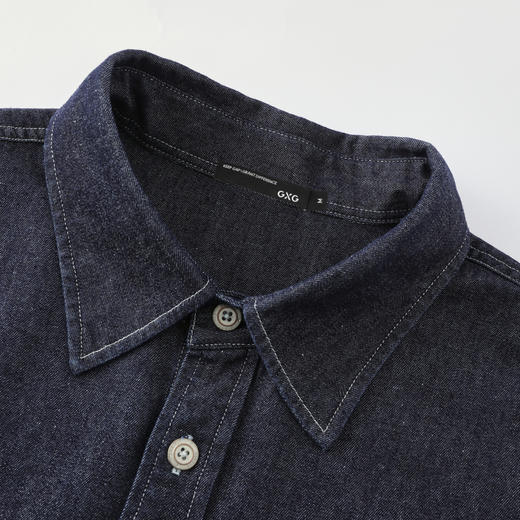 GXG男装26春季时尚翻领复古简约牛仔外套通勤男式长袖休闲衬衫K&C 商品图4