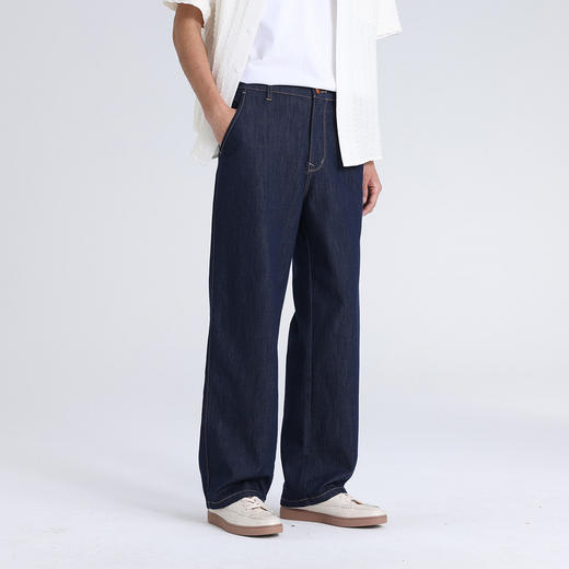 GXG男装【含桑蚕丝】26夏季经典原色水洗松紧腰男式直筒牛仔裤K&C 商品图2