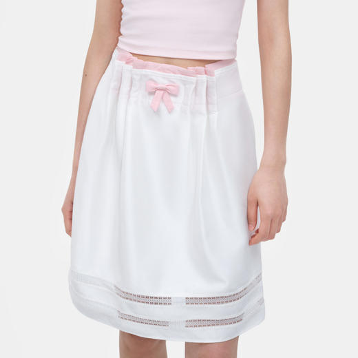 HERLIAN 2026年春季新品腰头抽褶设计白粉蝴蝶结A字裙女士半裙 商品图2