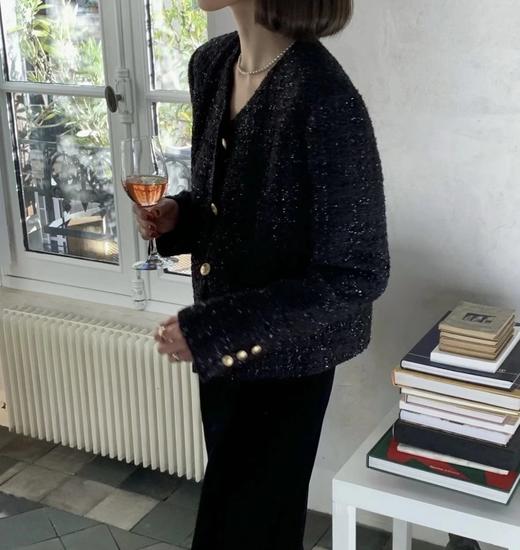 重磅渠道    linton金扣粗花呢   黑金短款粗花呢   羊毛棉真丝 商品图1